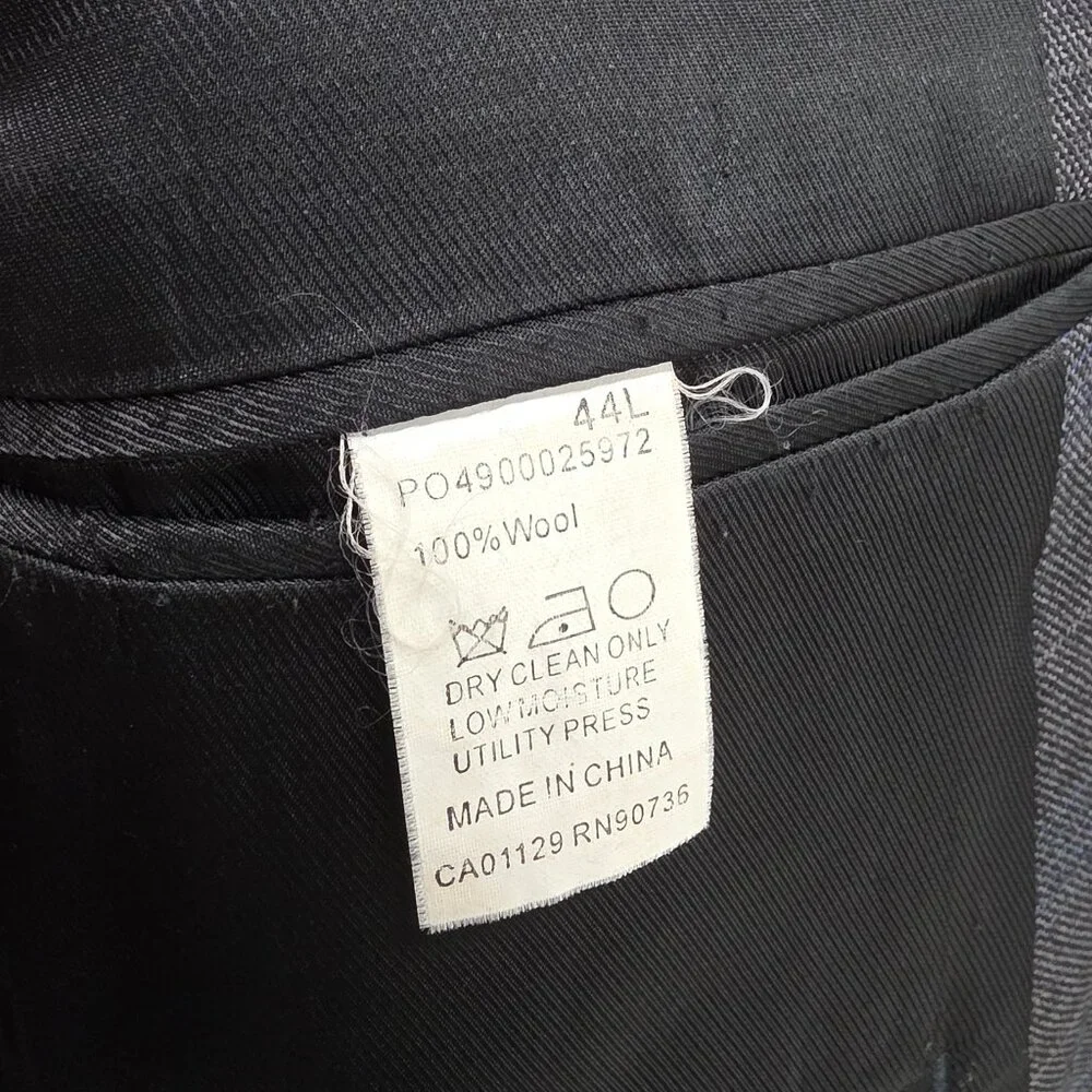 Calvin Klein 44L Gray Blazer Sport Coat Jacket 2-Button Check T412